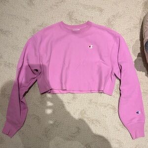 Champion Women's Pink Reverse Weave Cropped Crewneck